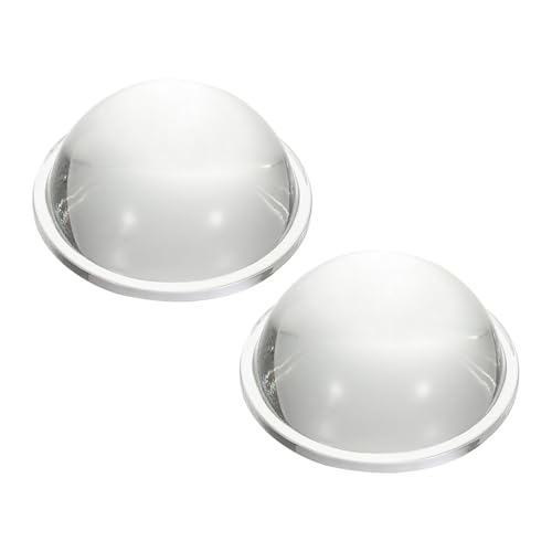 PATIKIL Lentille Convexe Plate Diamètre 30mm, 2 Pcs Hauteur 14mm Verre Borosilicate Haut LED Lentille Optique Convexe Condenseur Avec Bord Pour Lampe Torche Voiture Vélo, Transparent 2mm