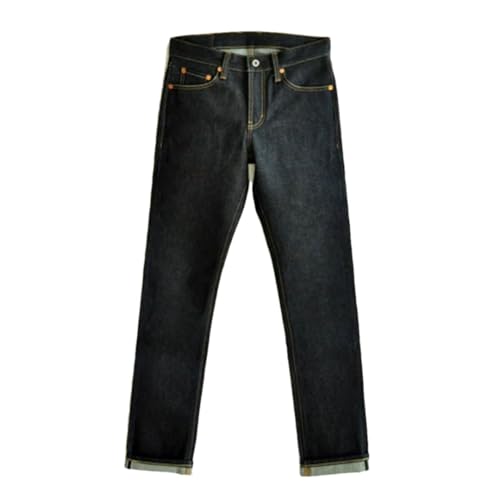 Men’S Vintage Slim Fit Selvedge Denim Full Length Jeans Zipper Fly Heavyweight Casual Wear Pants