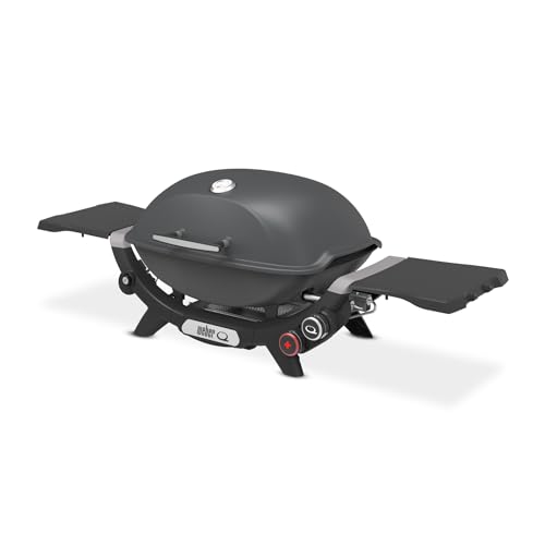 Image of Weber Q 2800N+ Liquid Propane Portable Grill, Charcoal Grey - Wide 250-700F Temp Range with Plus Burner for Searing, Low‑Temp Roasting & High-Dome Lid for Travel & Camping