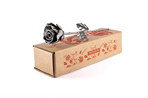 Forging Art Bcn® Rosa Eterna de Hierro Forjada a Mano - Regalo Día de la Madre, Sant Jordi, San Valentín, Bodas de hierro (6 aniversario) (Plata)