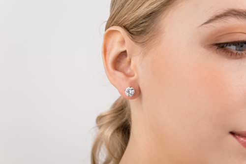 Silver Stud Earrings Hypoallergenic Stainless Steel Cubic Zirconia Earrings Studs Set For Women Men, Cz Earrings 5 Pairs 4-8Mm #TOP7