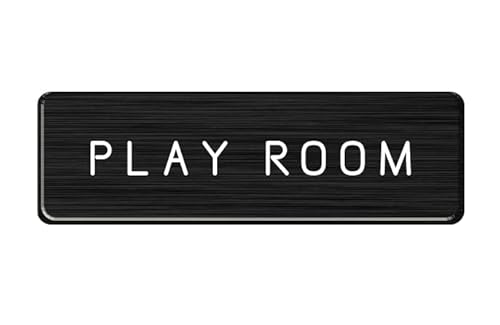 nX} hAv[g ^v[g hATC Aluminum Door Sign Vv \D PLAY ROOM Black/White