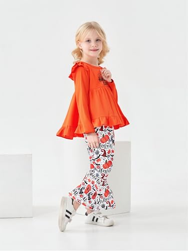 Image of Axumity Kid Girl Clothes Ruffle Sleeve Top Floral Allover Pants 3-9 Years Fall Outfit Set