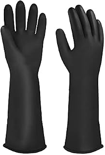  Chemical Resistant Gloves, Reusable Heavy Duty Safety Work Gloves, Resist Strong Acid, Alkali and Oil
