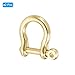 PATIKIL D-Ring Shackle, 2 Pack 9mm Inner Width Pure Brass U Type Fob Key Hook Small Bow Shackles for DIY Craft Leather Replacement