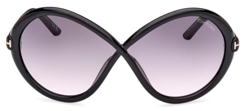 Tom Ford Sunglasses FT 1070 Jada 01B Shiny Black, t Logo/Gradient Smoke To P2