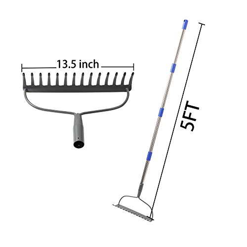 HOME RIGHT 5FT Bow Rake，60 inches L Handle x 13.5 inches W Head Metal Bow Rake with Heavy Duty Construction for Gardening, Land Management, Yard Work, Farming and Outdoor - Thumbnail 4