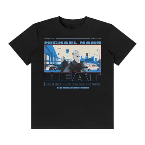 1995 Heat Movie T-Shirt, Black, Los Angeles Crime Thriller, Written by Michael Mann (US, Alpha, Large, Regular, Regular, Black)