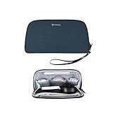 ガジェットポーチ 薄型 軽量 小物入れ 撥水加工 コンパクト PC周辺小物用収納ポーチ 再生素材採用 トラベルポーチ 旅行・通勤・ビジネス用 ギフト 人気 (ブルー)