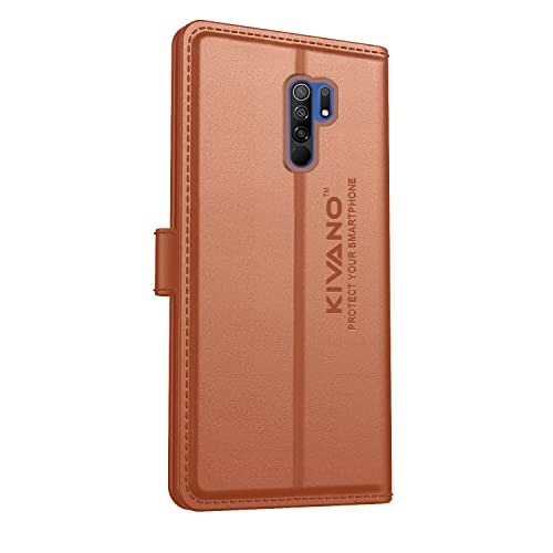 Image of KIVANO Compatible with Xiaomi Redmi 9 Prime /Poco M2 Flip Cover | Leather Finish | Inside Pockets & Inbuilt Stand | Shockproof Wallet Style Magnetic Closure Back Cover Case