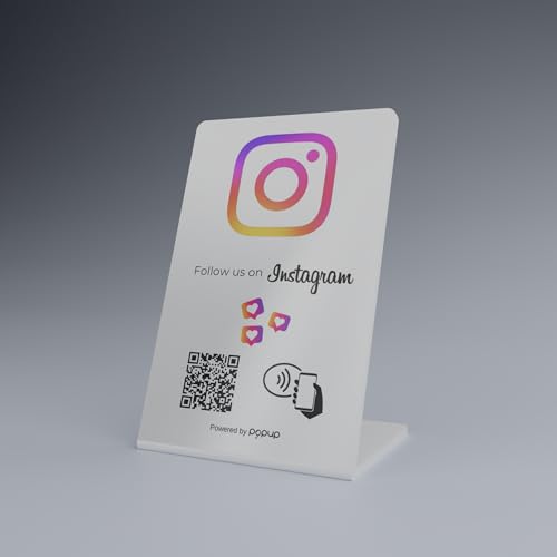 popup Expositor para seguidores NFC PVC para aumentar seguidores en Instagram | Compatible con Android e IOS| (Blanco)