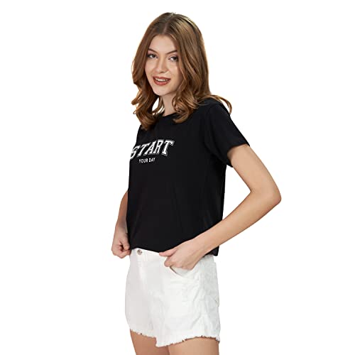 Image of WEET Cotton Crop Top for Women | Round Neck & Half Sleeves Crop Top t Shirts