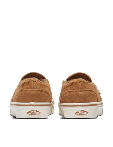 Vans Women's Asher Slip-On Shoe | Comfortable Sneakers for Walking, Fashion & Everyday Wear, Suede/Sherpa Chipmunk, 6.54