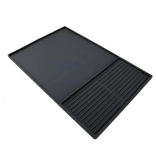 Silicone Coffee Machine Bar Mat with Dual Zones for Efficient Drying and Drip Collection - Non-Slip & Heat Resistant (Black) - Image 5