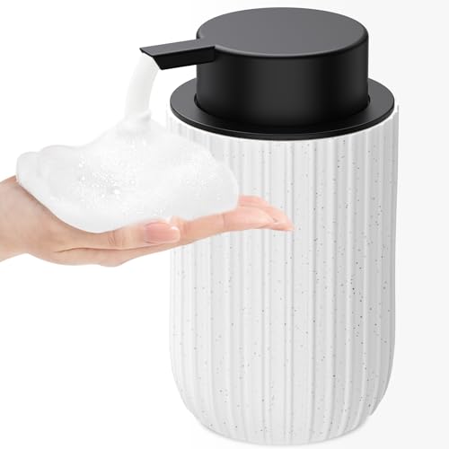 Image of Ceramic Foaming Soap Dispenser, 12 oz Bathroom Foam Hand Soap Dispenser, Refillable Lotion Soap Dispenser with Removable Pump for Kitchen Hand Wash Dispenser, Modern Home Decor (Speckled White)