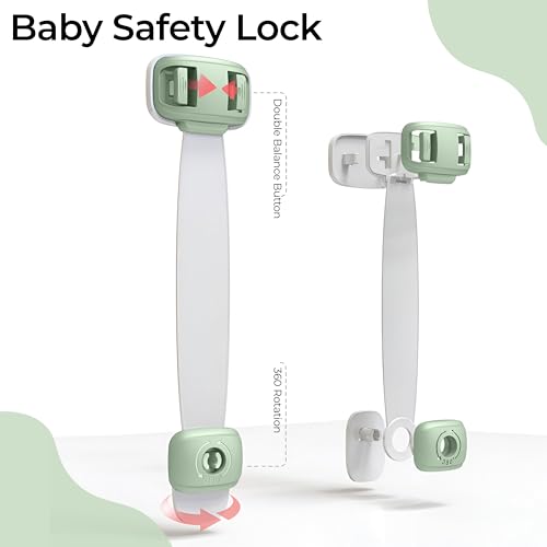 Image of Bembika Furniture Safety Locks for Kids, Child Safety Lock for Fridge, Drawers, Cupboard, Cabinet, Window Safety Multifunction Accessories for Baby Infants Toddlers Green - 2 Pcs
