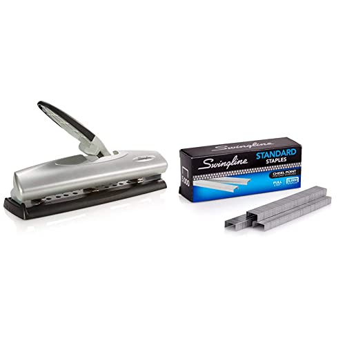 Swingline Desktop Hole Punch, Light Touch Metal Hole Puncher With Adjustable System For 2-7 Holes, Low Effort Paper Punch, Home School & Staples, Standard, 1/4 Inches Length, 210/Strip, 5000/Box #TOP22
