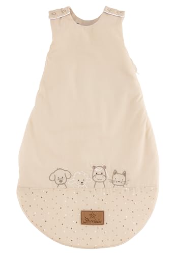 Sterntaler Babyschlafsack 50/56 Bauernhof - Schlafsack leicht wattiert aus weichem Polycotton - mit 2-Wege Reißverschluss & Druckknöpfen an der Schulter, beige
