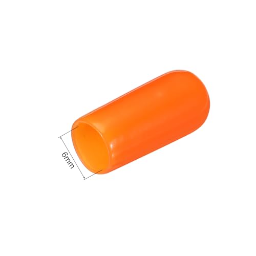 Image of MECCANIXITY 200pcs 6mm(1 /4 inch) Rubber End Caps Cover PVC Vinyl Screw Thread Protector Round Wire Shelf Caps for Screw Bolt Pipe Fence Post, Orange