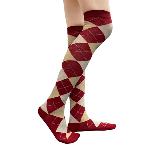 Image of COUVER Women's Thigh High /Over Knee Fashion Argyle Socks, Medium, 1 Pair