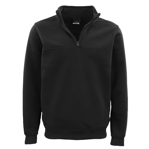 Zmart Australia New Men's Unisex Adult Half-Zip Fleece Jumper Pullover Stand Collar Jacket Shirt, Black, M