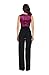 Dress the Population Women's Everette Metallic, Wide Leg, Plunge Neckline, Jumpsuit, Black-Fuchsia, XX-Small