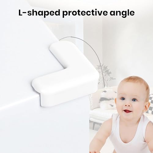 Image of 4Pcs White PVC Desk Edge Bumpers Adhesive Furniture Corner Protectors Protector Kit Anti-Collision Edge Safety Bumpers Baby Proof Soft Self-Adhesive Table Sharp Edges Guard
