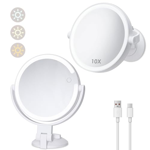 1X 10X Magnifying Shower Mirror with Lights