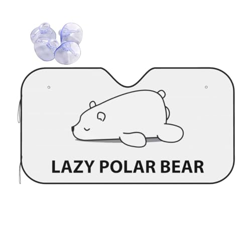 カーサンシェード かわいい シロクマ 白熊 アニメ カーフロントカバー 車用サンシェード 日よけ 紫外線対策 展開寸法 130x70cm 吸盤4個付 カーテン 遮光断熱 軽自動車 おしゃれ プレゼント