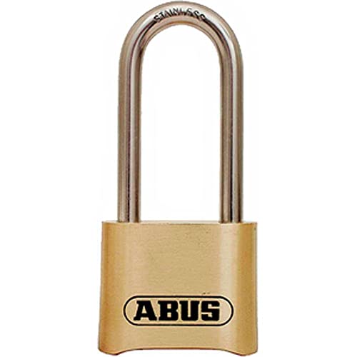 ABUS 180/50 Solid Brass Combination Padlock, Long Stainless Steel Shackle (2-1/2")