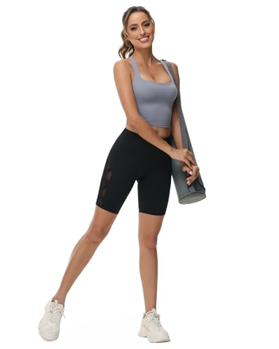 Image of romansong Strappy Yoga Sports Bras for Women Padded Criss-Cross Back Tank Tops