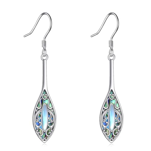 Abalone Shell Filigree Earrings 925 Sterling Silver Half Butterfly/Dragonfly Teardrop/Long/Vintage Abalone Shell Drop Dangling Earrings Bohemian Jewelry Gifts for Women