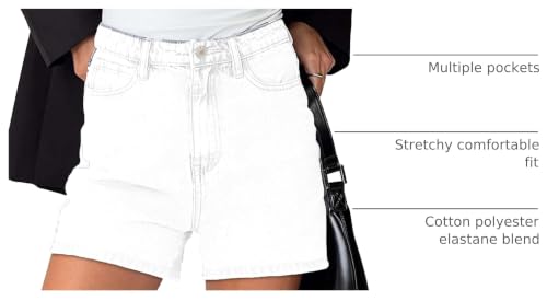 Image of onlypuff Women Denim Shorts Ripped Mid Waisted Jean Shorts with Pockets