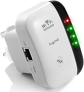 300Mbps WiFi Range Extender, Mini WiFi Booster 2.4GHz Compact Broadband Internet Extender with Ethernet LAN Port, WPS Button, Integrated Antennas, Support AP/Repeater Mode-Up to 1500 Sq.ft, UK Plug