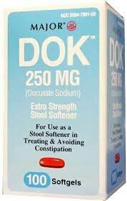 [3 PACK] Dok 250mg Extra Strength Stool Softner (Docusate Sodium) 100ct Softgels *Compare to Colace Extra Strength & Save!*