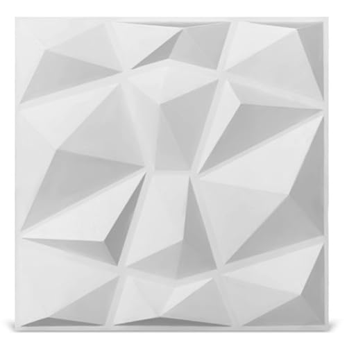 Trafagala 10PCS 30 * 30cm PVC Decorative 3D Wall Panels in Diamond Design Diamond Wall Panel Jagged Matching for Residential and Commercial Home and Office Interior Decor A