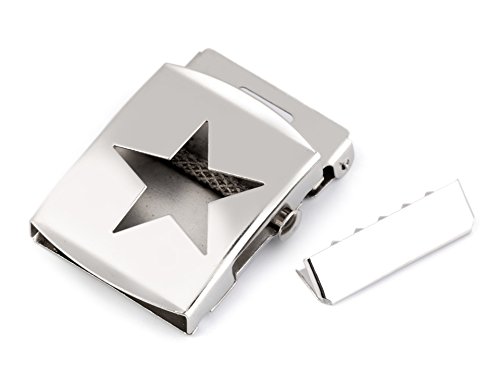 Preisvergleich Produktbild Gürtelschnalle mit Endstück 30 mm Superstar silber Stern *NEU*