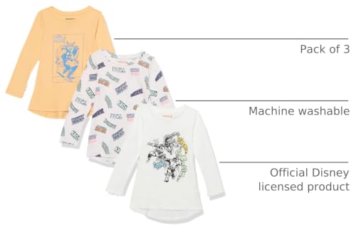 Image of Amazon Essentials Disney | Marvel | Star Wars | Frozen | Princess Girls and Toddlers' Long-Sleeve Tunic T-Shirts, Pack of 3