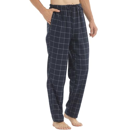 KROFZOPW Men's Pajama Pants Flannel Cotton Soft Pajamas for Men Plaid Pj Drawstring Bottoms Lounge Sleepwear with Pockets