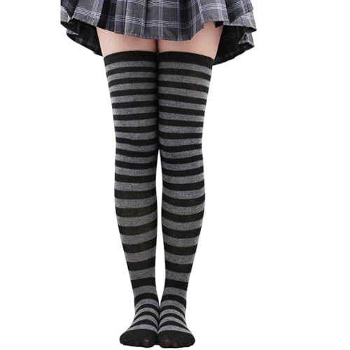2 Pairs Women Over the Knee Socks Extra Long Stripe Thigh High Socks Christmas Long Stockings Leg Warmers2