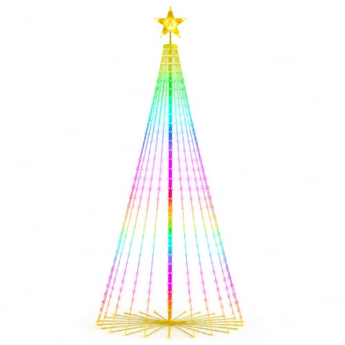 Luces de cono RGB Elenut de 8 pies para un árbol de Navidad mágico en el jardín