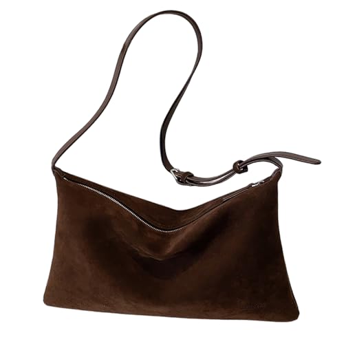 Image of Suede Slouchy Shoulder Bag for Women,Suede Purse for Women Small Hobo Bags Ladies Clutch with Adjustable Strap (Coffee)