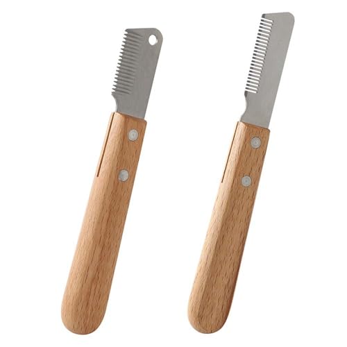 Leanockesa 2pcs Professional Dog Grooming Stripping Knife with Handle, Multifunctional Pet Deshedding and Dematting Tool for Removing Knots, Reducing Hair Loss, and Gentle Plucking