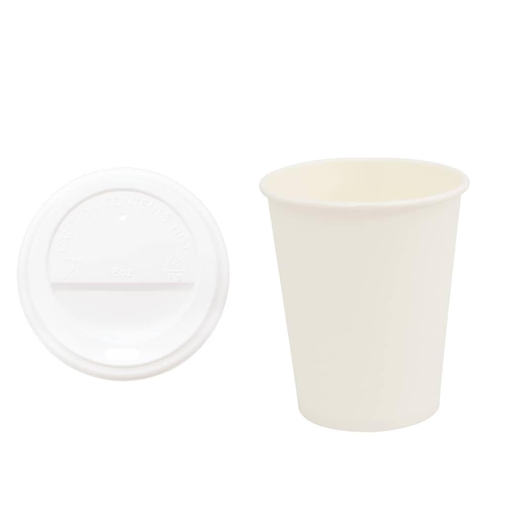 1000 bicchieri di carta con coperchi, 200 ml, usa e getta, per feste, ufficio e viaggi, a prova di perdite, colore bianco