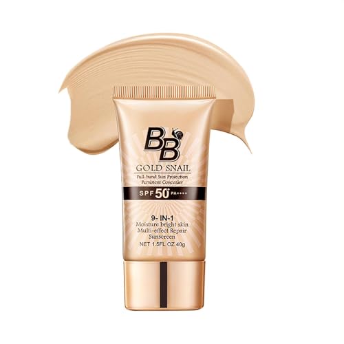 BB Cream Light, Gold Snail Sunscreen, Tinted Moisturiser Face Women, Hydrating BB Cream Matte Foundation, Foundation for Mature Skin, Skin Tint Makeup for Women (Ivory Color)