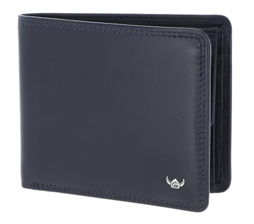 Porte-monnaie RFID Golden Head Polo en cuir véritable marine élégant