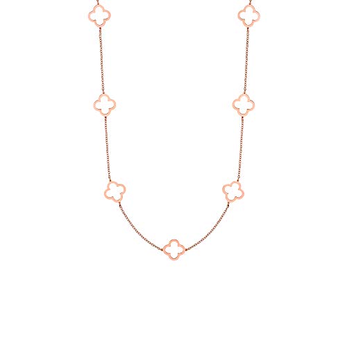 Heideman Halskette Elara Damen - aus hochwertigem Edelstahl - gold silber rosegold farbend - Kette mit Kleeblatt Ornamenten für Frauen - 80cm lang mit Verlängerungskettchen