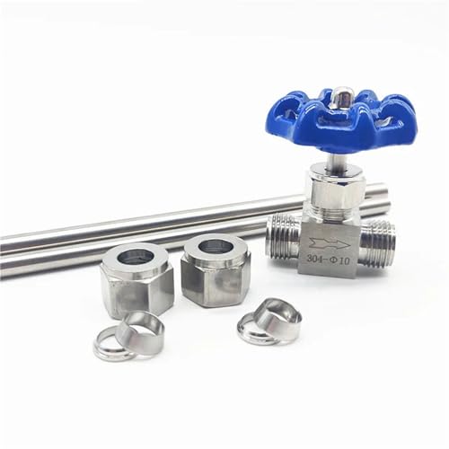 Válvula de aguja de acero inoxidable 304 de 10 mm con rosca de 1/2" 4