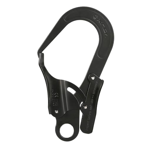 Aosekaa Auto Locking Carabiner Locking Snap Hook Lock Hook 25 kN Portable Metal Heavy Duty Spring Snap Hook Clip for Hiking Hammock, Black