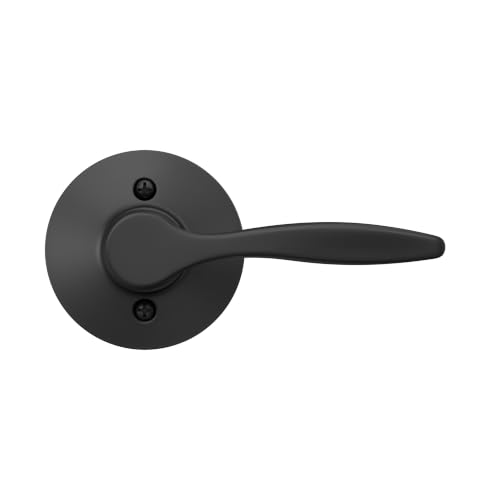 Image of SCHLAGE Delfayo Non-Turning Dummy Door Handle, Left Handed, Matte Black | Non-turning dummy lever door handle with no latch or lock, Decorative pull, One sided, Easy to install, Certified durability